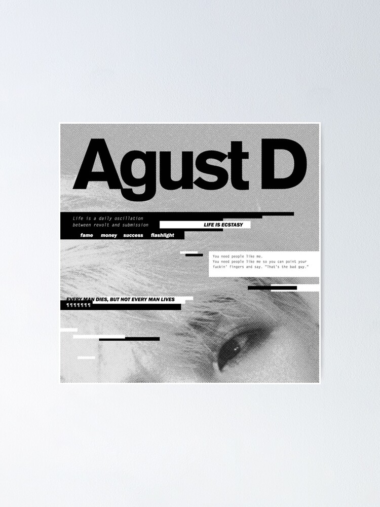  Agust D 'D-2' Signed Album Poster Poster Decorative