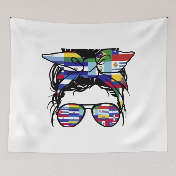 Item preview, Hispanic Heritage Month Flags - Messy Bun Hispanic Women    designed and sold by nanranucuoi84.