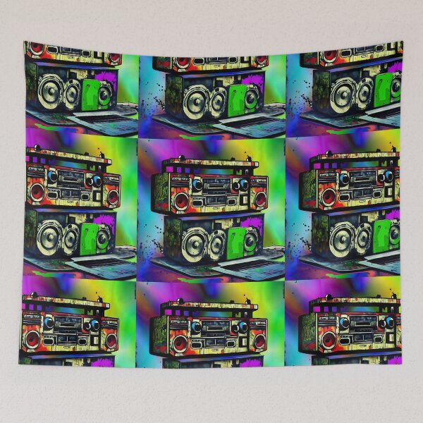 Artikelvorschau, Boom Box Psychedelic Trippy Hip Hop Vibrant Gift Rap Radio entworfen und verkauft von Anticulture.