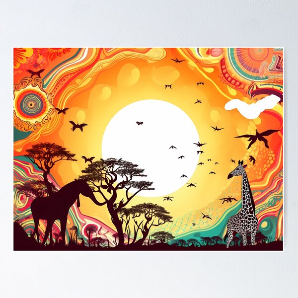 Item preview, Trippy Africa | African Wildlife Sunset | Mind Exploration designed and sold by mindexploration.