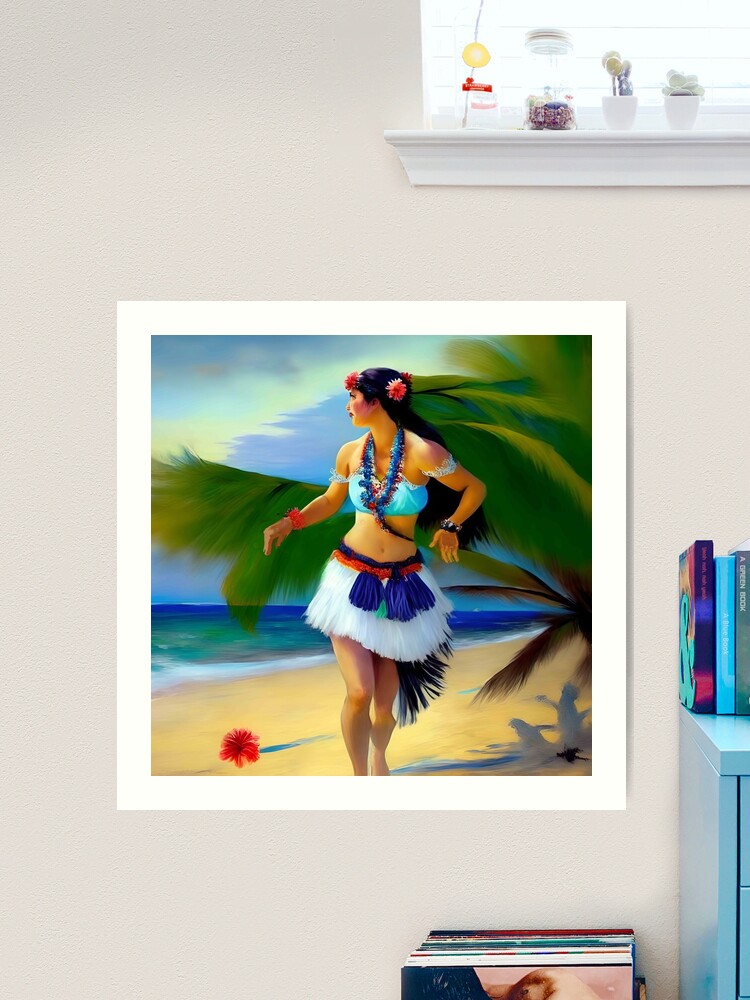 Hawaiian Hula Girl, Encaustic Art, Hawaii Hula Painting, Hawaiian Hula Art, Hula Dancer, Hawaiian cheapest Music, Hawaiian Culture Art