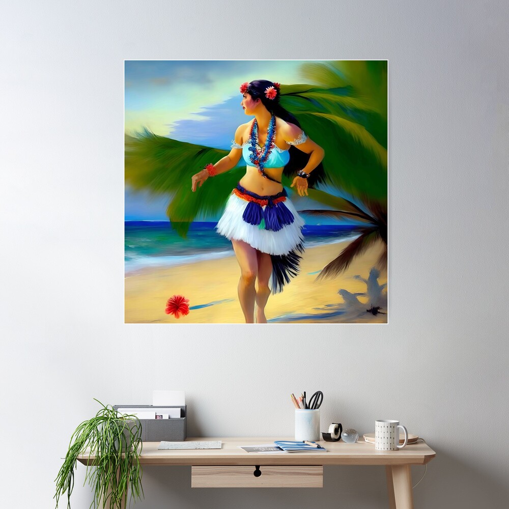 Hula online Dancer, Hula Waterolor, Hawaii Decor, Hula Art, Kauai Art, Hula Girl, Hula Gifts, Hula Painting, Anuhea, Hawaiian Art, Made in Hawaii