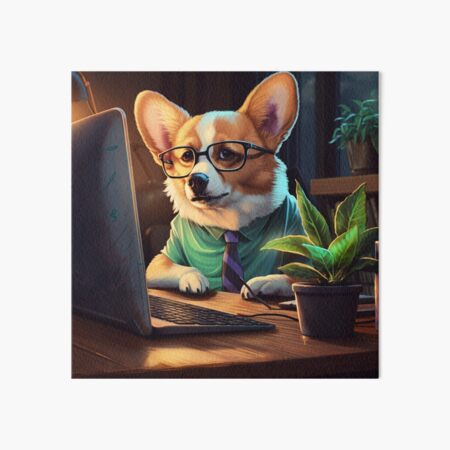 Corgi at Work: Adorable Corgi in Work Clothes Canvas Print