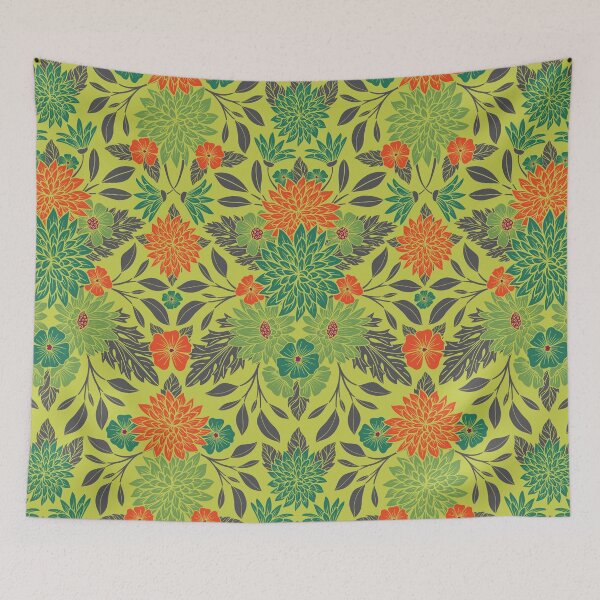 Item preview, Colorful Lime Green, Orange & Teal Floral designed and sold by somecallmebeth.