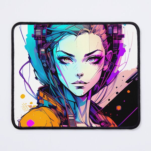 Item preview, Into the Future - Orange Jacket Cyberpunk Girl in Blue and Purple Illustration designed and sold by GalihDA.
