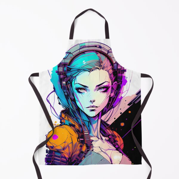 Item preview, Into the Future - Orange Jacket Cyberpunk Girl in Blue and Purple Illustration designed and sold by GalihDA.