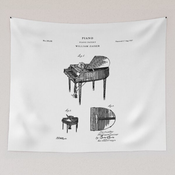 Item preview, Piano Patent Drawing Blueprint designed and sold by Vintago.