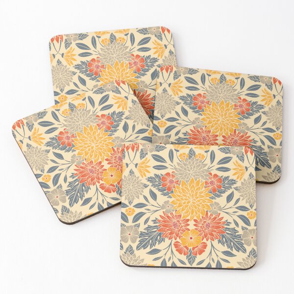 Item preview, Warm Yellow, Orange & Blue Floral designed and sold by somecallmebeth.