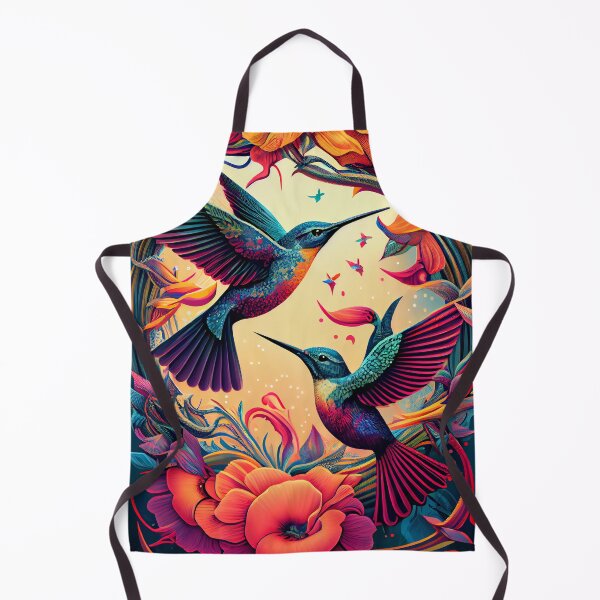 Item preview, Abundance Hummingbirds Psychedelic Rainbow Floral Pair designed and sold by ga-arts.