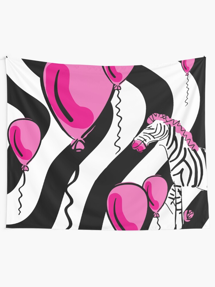 Alternate view of Little Pink Zebra's Dream Balloons Tapestry