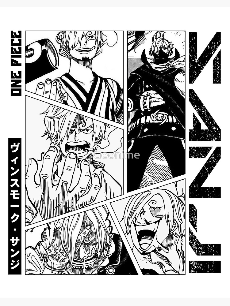 Sanji - One Piece Manga Panel black version Art Board Print for