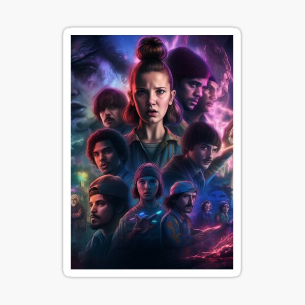 Item preview, AI Generated Stranger Things Netflix Futuristic Poster- Generative AI Art designed and sold by JuxtaJoy Studios.