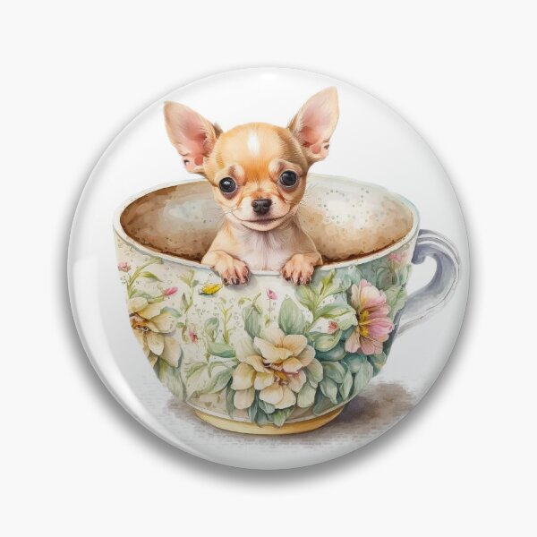 Item preview, Chihuahua puppy in Floral Tea Cup designed and sold by ImaginePrintsHQ.