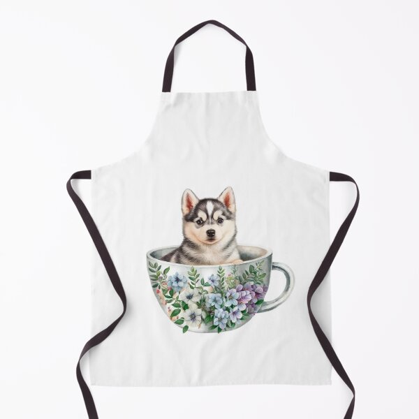 Item preview, Husky Puppy in Floral Tea Cup designed and sold by ImaginePrintsHQ.