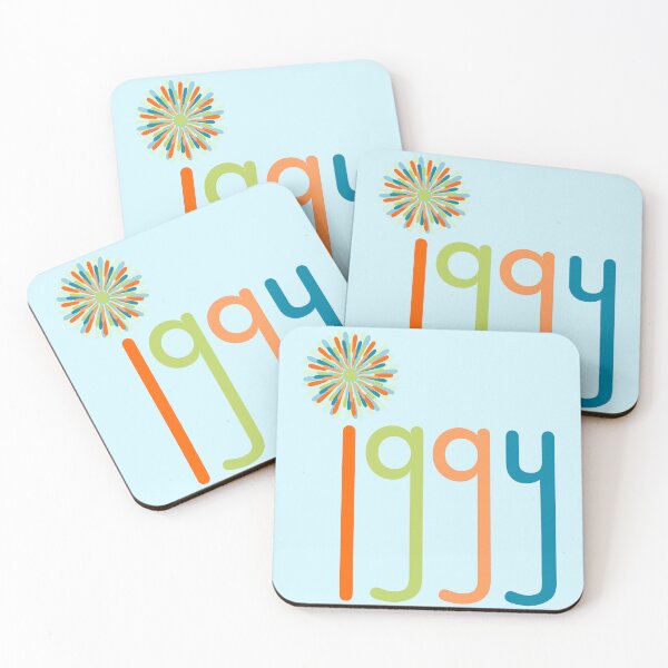 Item preview, Iggy with Pom Pom Colorful Typography on Pale Blue - Italian Greyhound  designed and sold by 8PawsStudio.