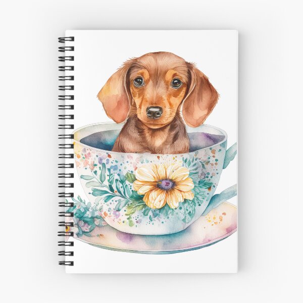 Item preview, Dachshund Puppy in Floral Cup designed and sold by ImaginePrintsHQ.