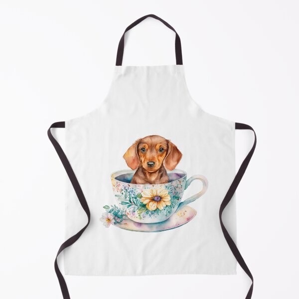 Item preview, Dachshund Puppy in Floral Cup designed and sold by ImaginePrintsHQ.