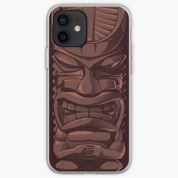Statue en bois Tiki Totem Sculpture iPhone Coque souple iPhone