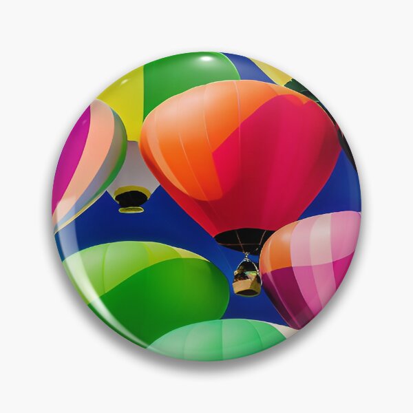Item preview, Balloons of Festive Colors of Bright Orange Yellow Purple Green in a Bright Blue Sky designed and sold by deniselynnimage.