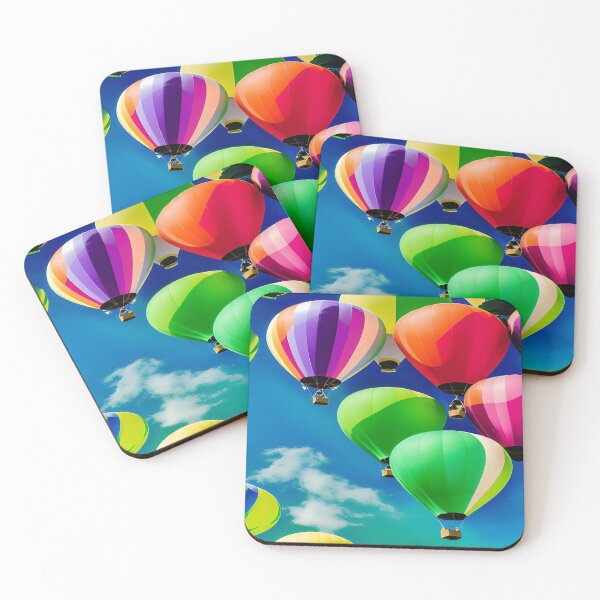 Item preview, Balloons of Festive Colors of Bright Orange Yellow Purple Green in a Bright Blue Sky designed and sold by deniselynnimage.