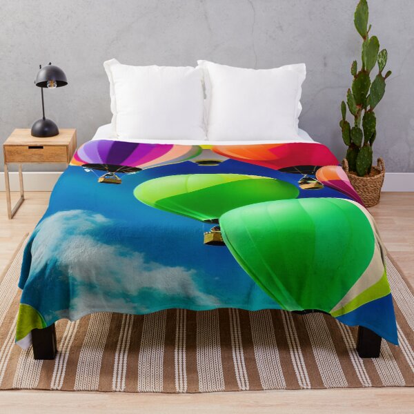 Item preview, Balloons of Festive Colors of Bright Orange Yellow Purple Green in a Bright Blue Sky designed and sold by deniselynnimage.