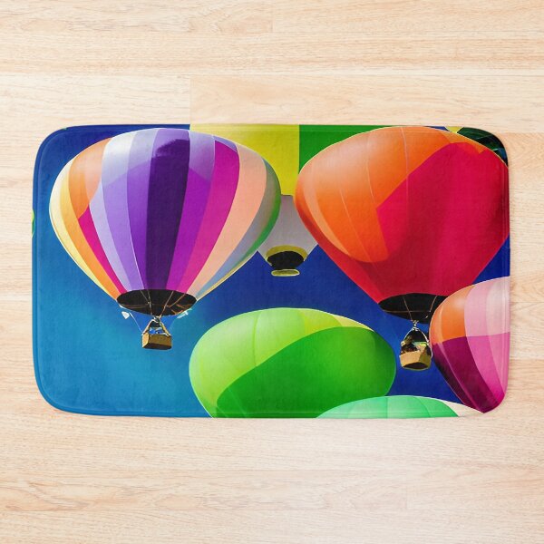Item preview, Balloons of Festive Colors of Bright Orange Yellow Purple Green in a Bright Blue Sky designed and sold by deniselynnimage.