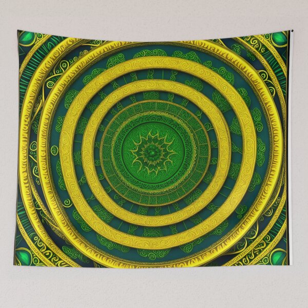 Item preview, Mandala Emerald Green Gold Filigree Wheels Gems Funnel Mandalas Emerald Green Gold Filigree Gems - Mandalas designed and sold by internlvisions.