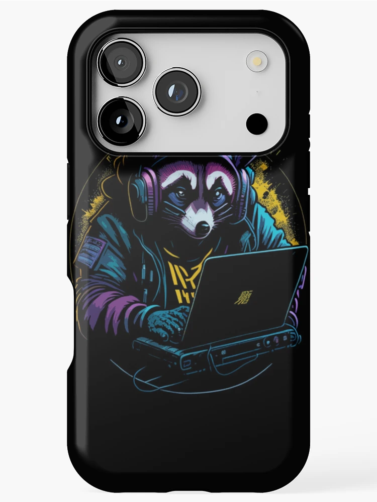 Thumbnail 1 of 4, iPhone Case, Coder Racoon Gamer Hacker designed and sold by donpakundo19.
