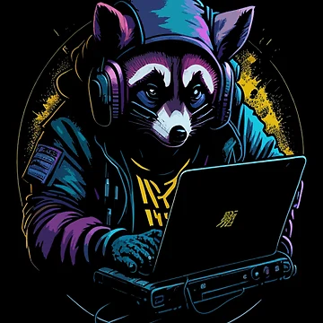 Artwork thumbnail, Coder Racoon Gamer Hacker by donpakundo19