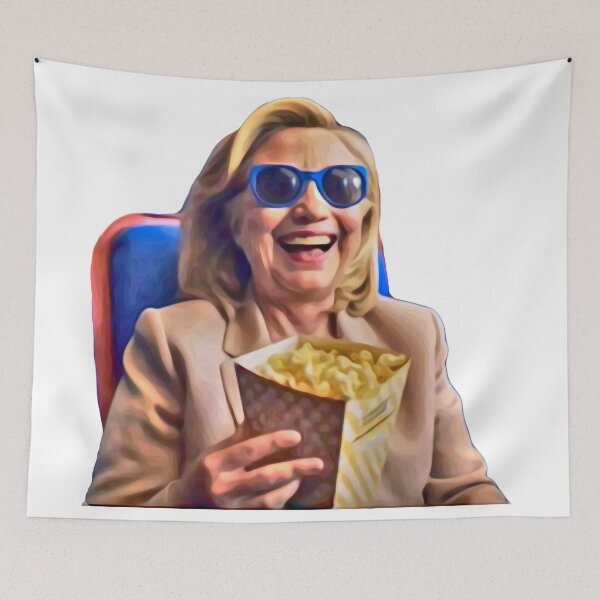 Item preview,  Hillary grinning with popcorn designed and sold by Signs for Dark Times.