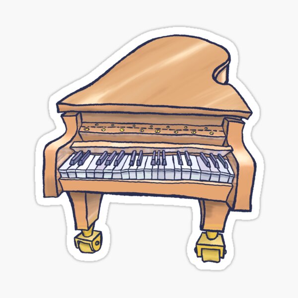 Sticker Clavier de piano et de notes de musique Illustration 3D