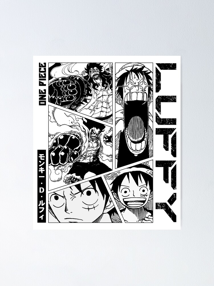 Monkey D Luffy - One Piece Manga Panel black version Poster for
