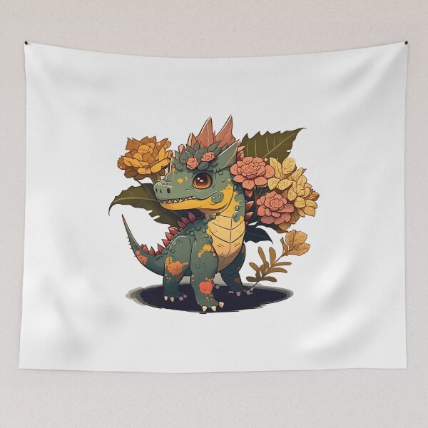 Artikelvorschau, Draco Rex Schöner Dinosaurier mit Blumen entworfen und verkauft von PatternBestFan.