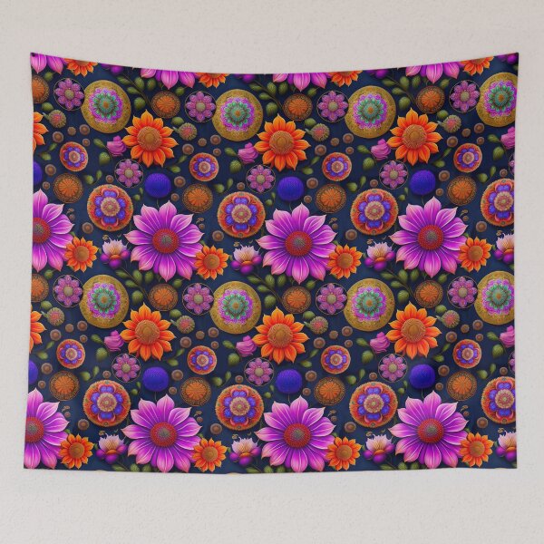 Item preview, Hot Pink Vibrant Flowers Pattern designed and sold by Digi Artworks Store.