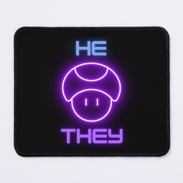 Item preview, He/They Pronouns Mushroom Gamer Neon Retro He They Pronoun designed and sold by Furia LGBTQ+ Accessories.
