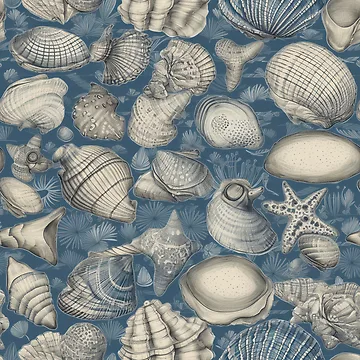 Artwork thumbnail, Coastal seashells pattern by PatternSummit
