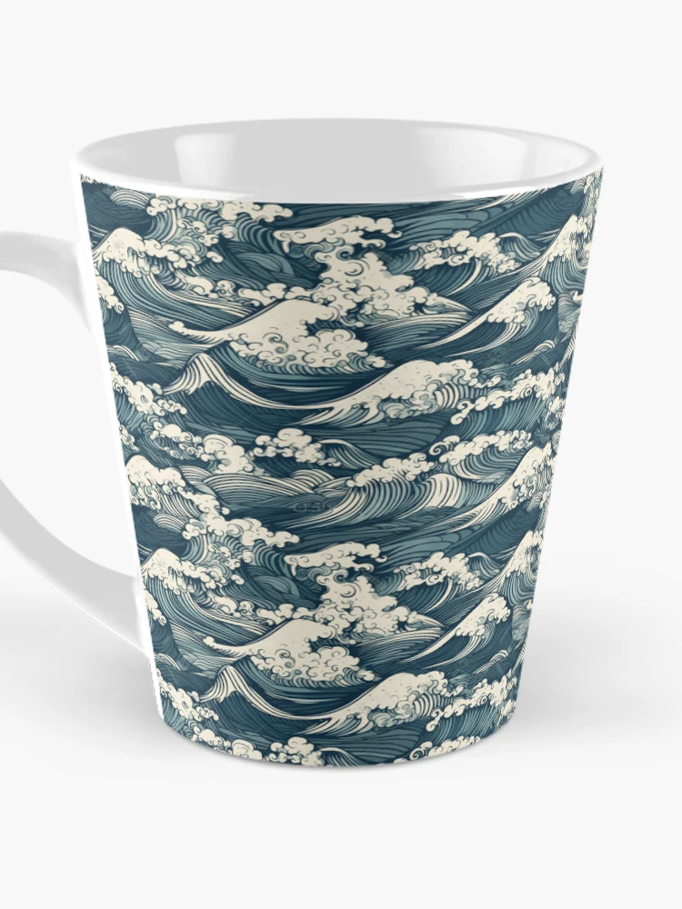 Thumbnail 3 of 4, Coffee Mug, Japanese waves pattern designed and sold by PatternSummit.