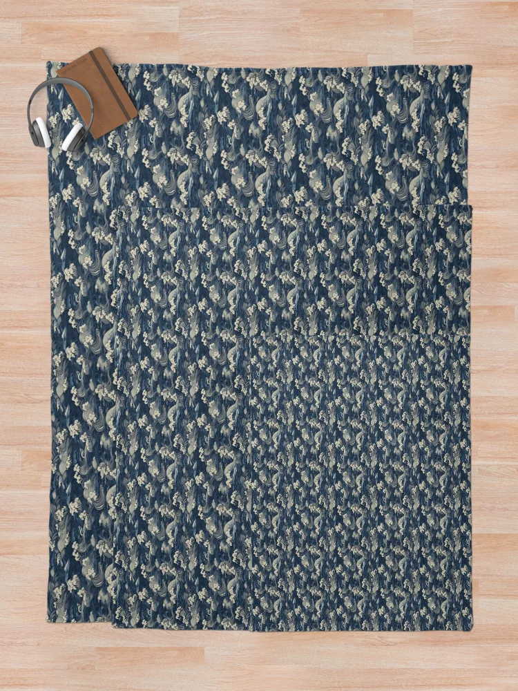 Thumbnail 5 of 6, Throw Blanket, Japanese waves pattern designed and sold by PatternSummit.