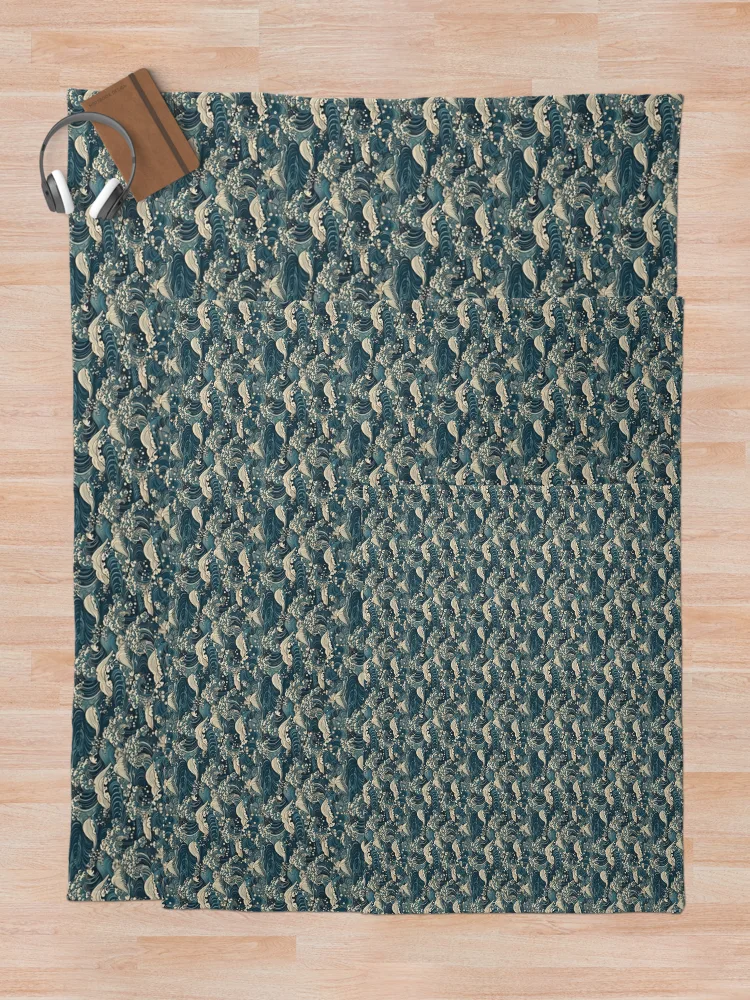 Thumbnail 5 of 6, Throw Blanket, Japanese waves pattern designed and sold by PatternSummit.