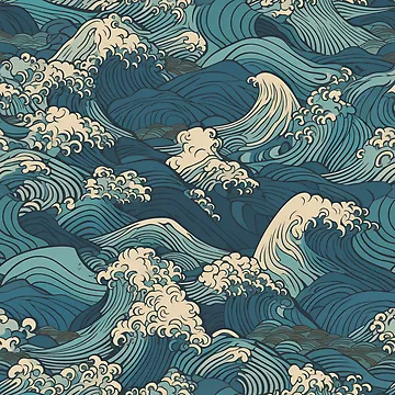 Artwork thumbnail, Japanese waves pattern by PatternSummit