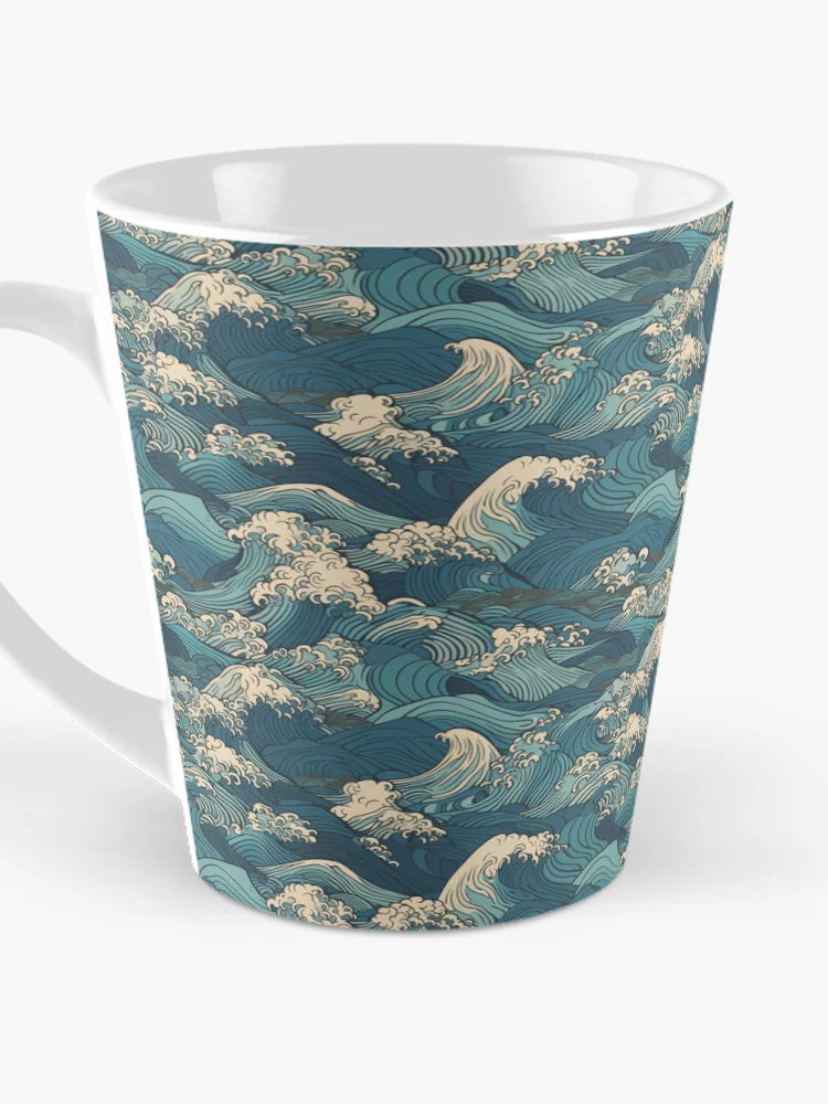 Thumbnail 3 of 4, Coffee Mug, Japanese waves pattern designed and sold by PatternSummit.