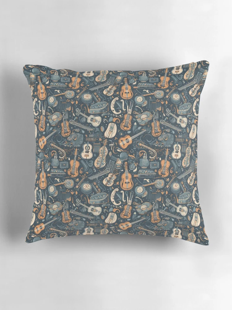 Thumbnail 3 of 4, Pillow, Musical notes pattern designed and sold by PatternSummit.