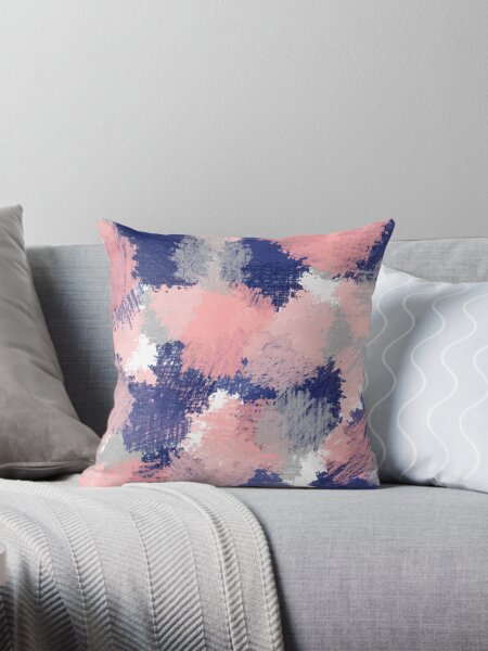 Item preview, navy and blush abstract brush stroke print designed and sold by Fabricandfun.