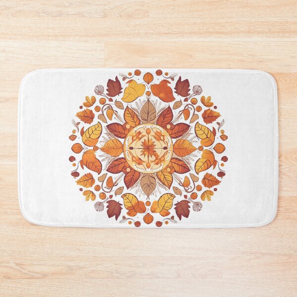 Item preview, Autumn Leaves Flower Pattern Hand-drawn Handmade Kaleidoscope Circular designed and sold by harmoneer.