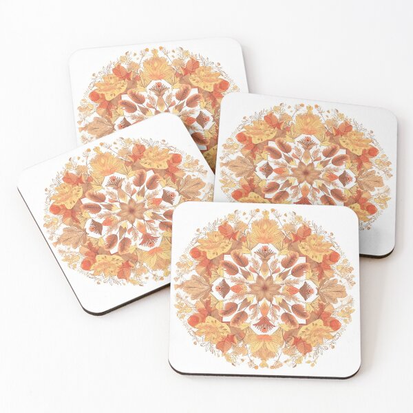 Item preview, Autumn Leaves Flower Pattern Hand-drawn Handmade Kaleidoscope Circular designed and sold by harmoneer.