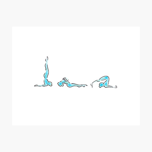 Blue Chakra Yoga Poses Photographic Print