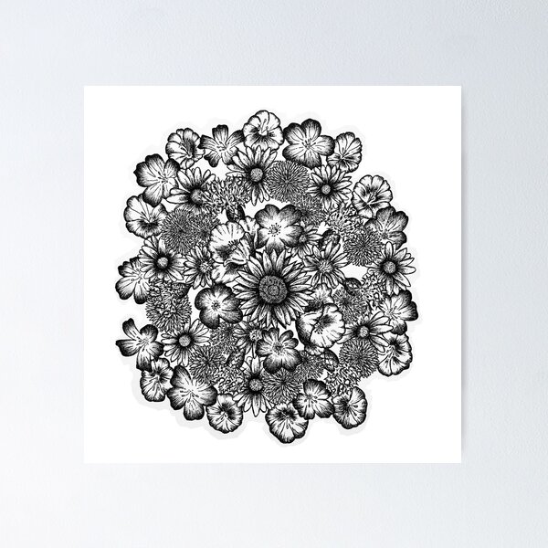 Item preview, Flower Power Pen Drawing designed and sold by Jaraart.