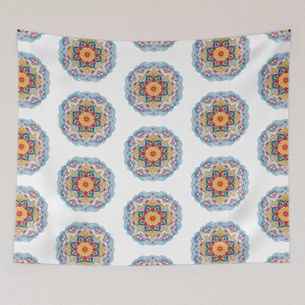 Item preview, Winter Folk Flower Pattern Hand-drawn Handmade Kaleidoscope Circular designed and sold by harmoneer.