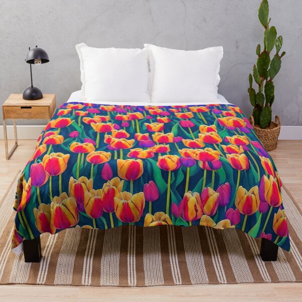 Item preview, Beautiful Tulip Pattern - Spring / Summer Themed Throw Pillow designed and sold by Sowari-Pillows.