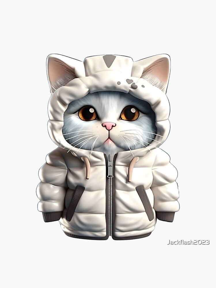 Cute cat wearing a puffer jacket | Sticker